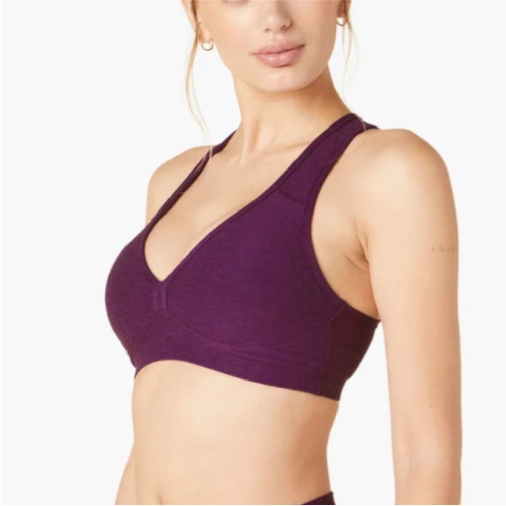 Beyond Yoga NWT Spacedye Lift Your Spirits Bra Gorgeous Aubergine-Beet Color